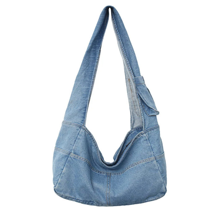 90's Vintage Denim Shoulder Bag - Y2K Aesthetic Fashion Essential for Trendy Outfits