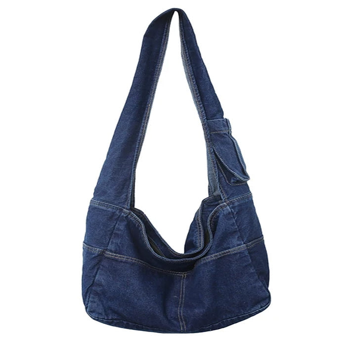 90's Vintage Denim Shoulder Bag - Y2K Aesthetic Fashion Essential for Trendy Outfits