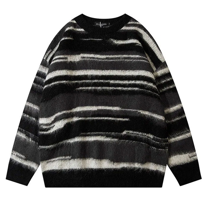 90's Y2K Aesthetic Striped Knit Sweater for Cozy Vintage Style