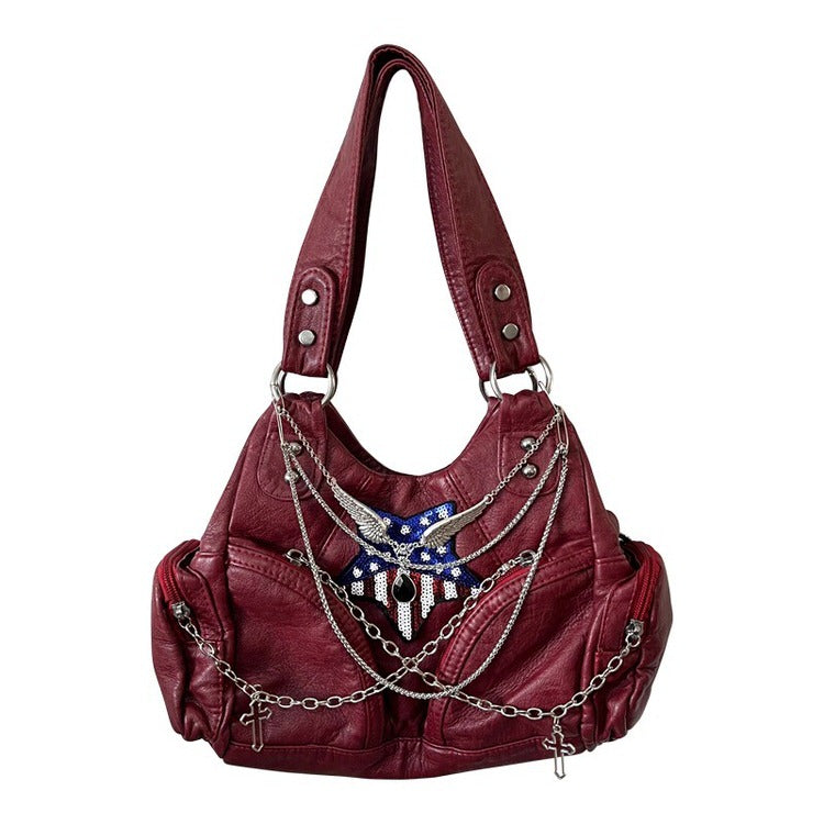 American Dream Red Handbag - Y2K Aesthetic Chic for Coquette and Grunge Styles