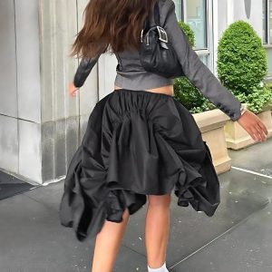 Asymmetric Ruched Mini Skirt - Y2K Aesthetic Fashion for Trendy Outfits and Cute Looks