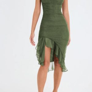 Asymmetric Ruffled Mesh Mini Dress - Y2K Aesthetic Party Dress for Trendy Outfits