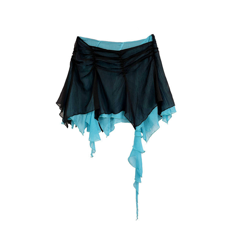 Asymmetric Ruffled Mini Skirt in Y2K Style - Trendy Coquette Aesthetic Fashion Piece