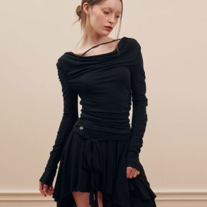 Asymmetrical Balletcore Skirt - Y2K Aesthetic Midi Skirt for Chic Layered Outfits