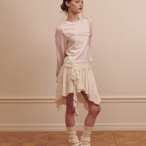 Asymmetrical Balletcore Skirt - Y2K Aesthetic Midi Skirt for Chic Layered Outfits