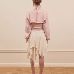 Asymmetrical Balletcore Skirt - Y2K Aesthetic Midi Skirt for Chic Layered Outfits