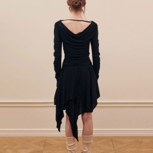 Asymmetrical Balletcore Skirt - Y2K Aesthetic Midi Skirt for Chic Layered Outfits