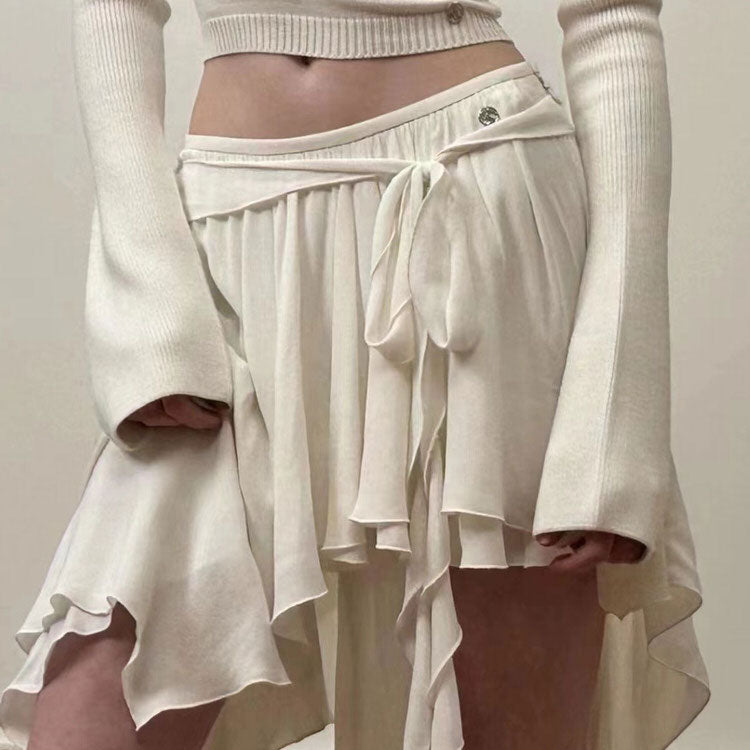 Asymmetrical Balletcore Skirt - Y2K Aesthetic Midi Skirt for Chic Layered Outfits