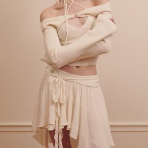 Asymmetrical Balletcore Skirt - Y2K Aesthetic Midi Skirt for Chic Layered Outfits