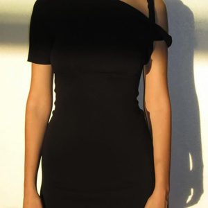 Asymmetrical One-Shoulder Short Dress in Y2K Style for Trendy Aesthetic Outfits