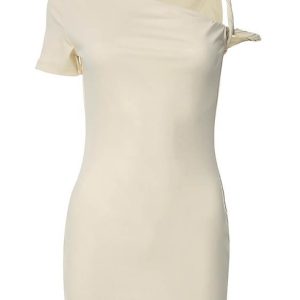 Asymmetrical One-Shoulder Short Dress in Y2K Style for Trendy Aesthetic Outfits