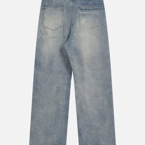 Asymmetrical Pocket Y2K Jeans for Trendy Grunge Aesthetic Outfits and Casual Looks