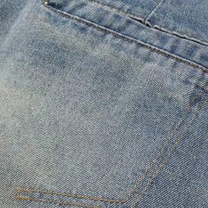 Asymmetrical Pocket Y2K Jeans for Trendy Grunge Aesthetic Outfits and Casual Looks