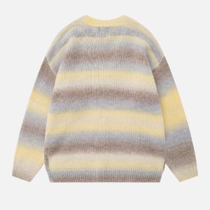 Asymmetrical Stripe Cardigan - Y2K Aesthetic Layering Essential for Cozy Outfits