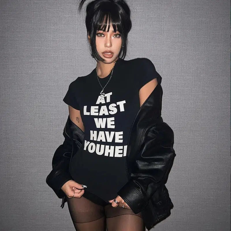 At Least We Have Youhee Tee - Y2K Aesthetic Cute Top for Coquette and Grunge Styles