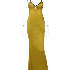 Backless Y2K Aesthetic Maxi Dress - Elegant Stunner for Chic Coquette Style