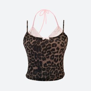 Baddie Y2K Leopard Crop Top - Trendy Coquette Aesthetic for Stylish Outfits