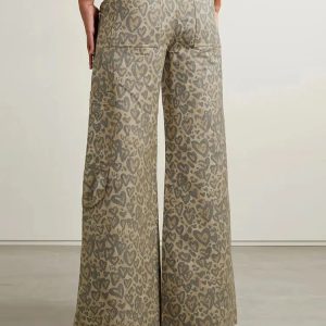 Baddie Y2K Leopard Cut-Out Pants with Embellishments for Trendy Aesthetic Outfits