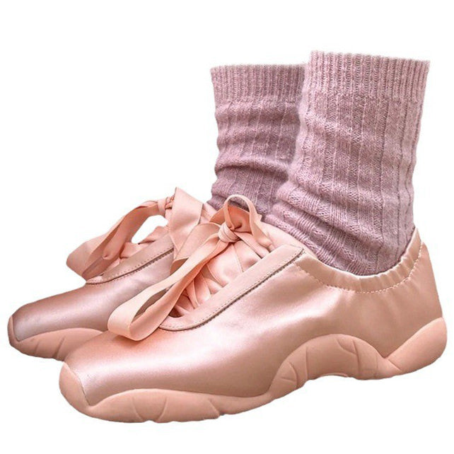 Balletcore Aesthetic Satin Bow Sneakers for Y2K Fashion and Cute Outfits