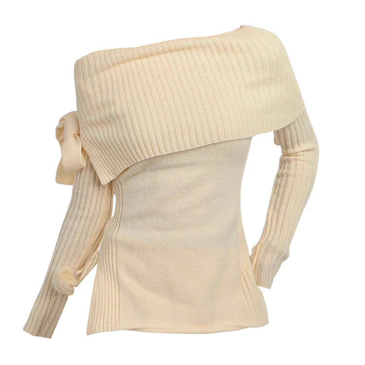 Balletcore Off-Shoulder Sweater: Y2K Aesthetic Knit Top for Cozy Chic Style