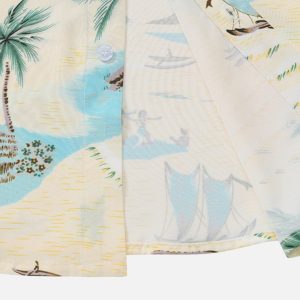 Beach Print Y2K Aesthetic Short Sleeve Shirt - Cute Summer Top for Trendy Outfits