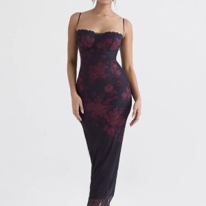 Berry Bouquet Backless Floral Dress - Y2K Aesthetic with Coquette Style Charm