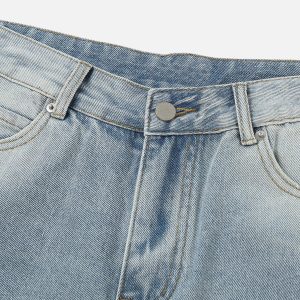 Big Pocket Washed Loose Jeans - Y2K Style with Comfy Fit and Aesthetic Appeal