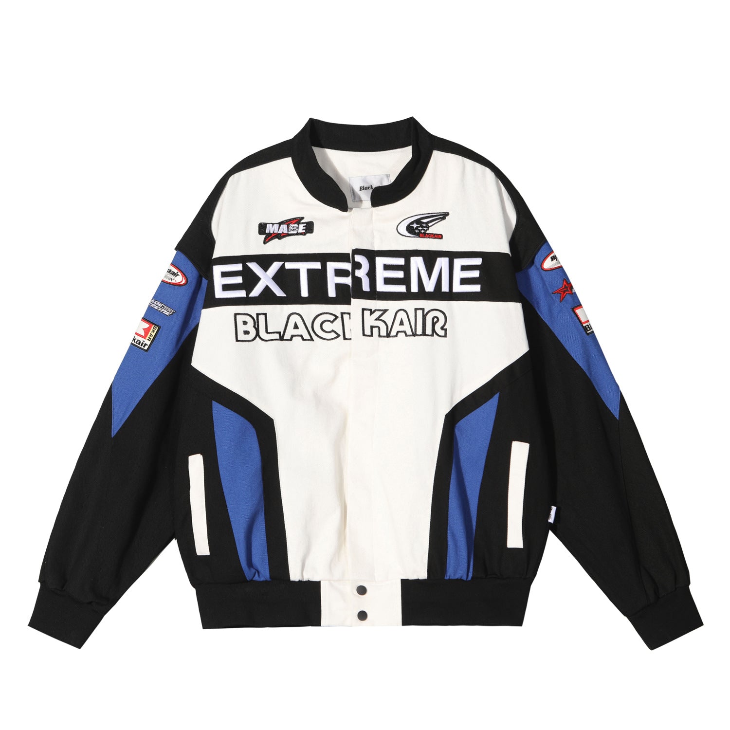 BLACKAIR Y2K Color-Block Racing Jacket - Unisex Cotton-Padded Streetwear Fashion