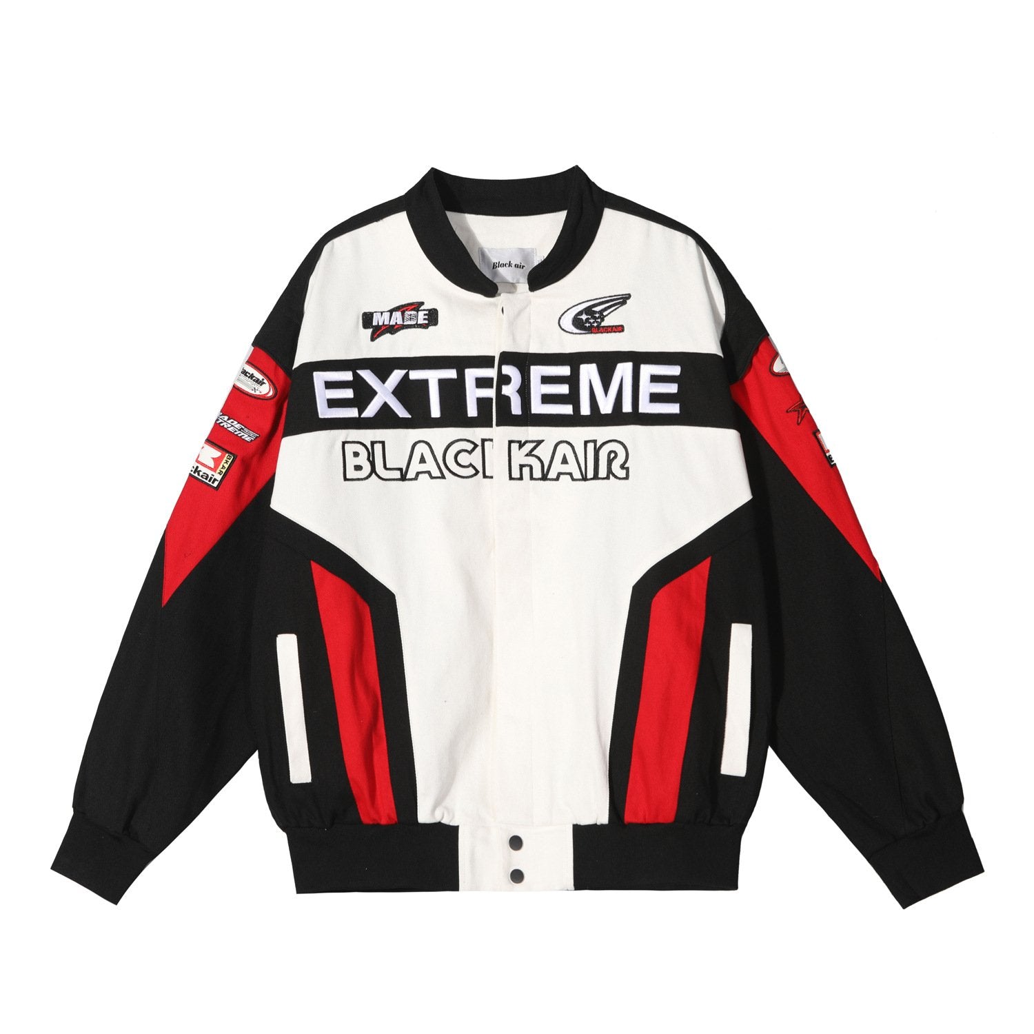 BLACKAIR Y2K Color-Block Racing Jacket - Unisex Cotton-Padded Streetwear Fashion