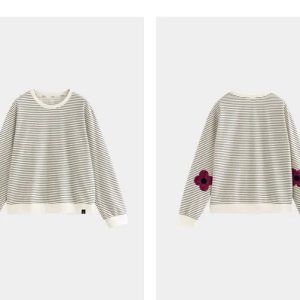 Blossom Trail Stripes Y2K Sweatshirt - Cute Aesthetic Top for Cozy Outfits