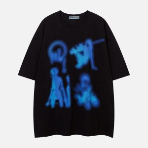 Blurring Shadow Graphic Tee - Y2K Aesthetic Top for Grunge and Coquette Style Outfits