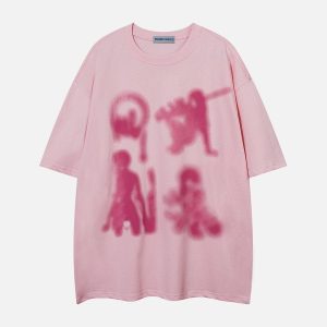 Blurring Shadow Graphic Tee - Y2K Aesthetic Top for Grunge and Coquette Style Outfits