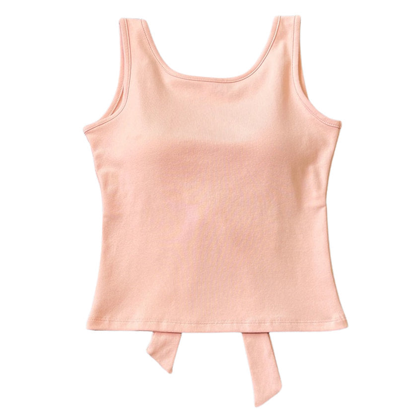 Blush Y2K Fashion Built-In Cup Bow Top - Cute Coquette Aesthetic Crop Top