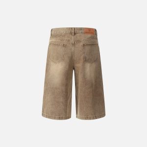 Brown Washed Longline Jorts for Y2K Aesthetic Outfits and Grunge Style Looks