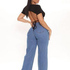 Butterfly Embroidered Straight Leg Jeans - Y2K Aesthetic Denim for Trendy Outfits