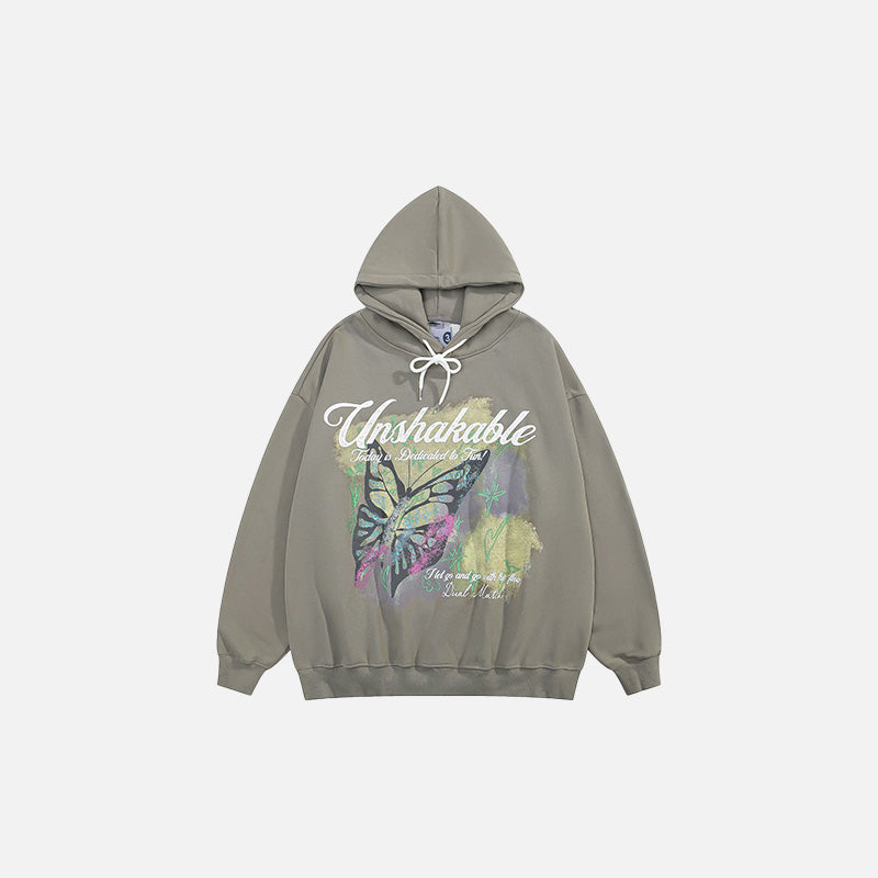 Butterfly Print Y2K Aesthetic Loose Hoodie for Comfy and Cute Outfits