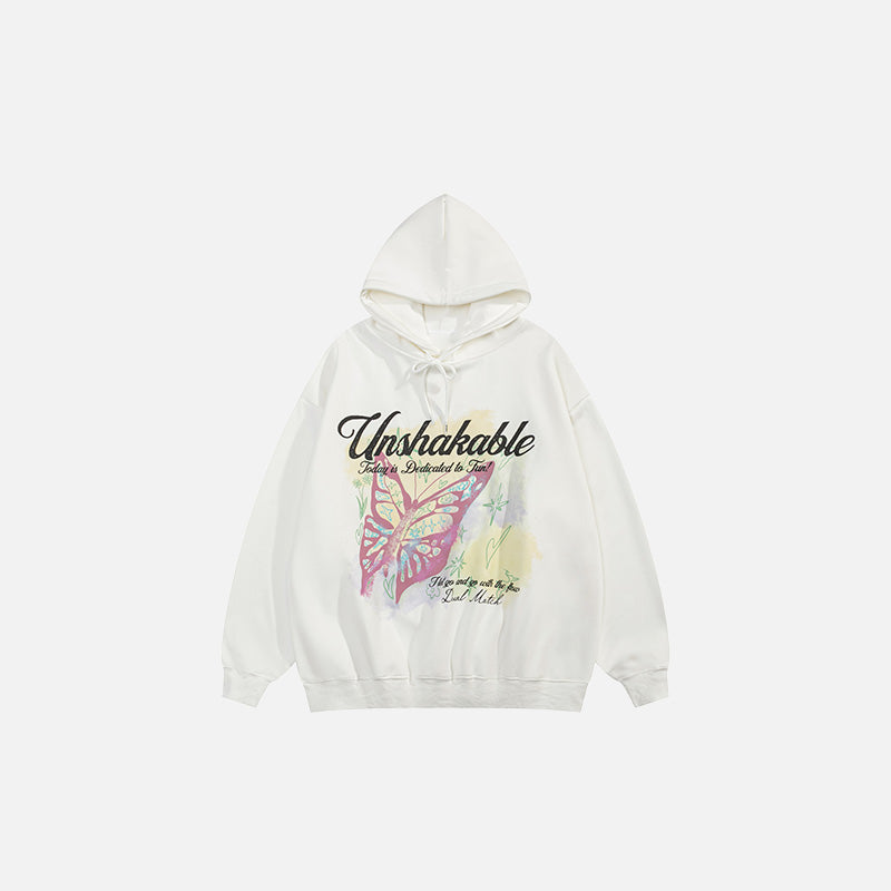 Butterfly Print Y2K Aesthetic Loose Hoodie for Comfy and Cute Outfits