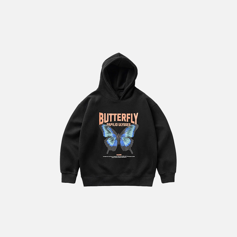 Butterfly Print Y2K Hoodie - Cute Aesthetic Top for Coquette and Grunge Styles