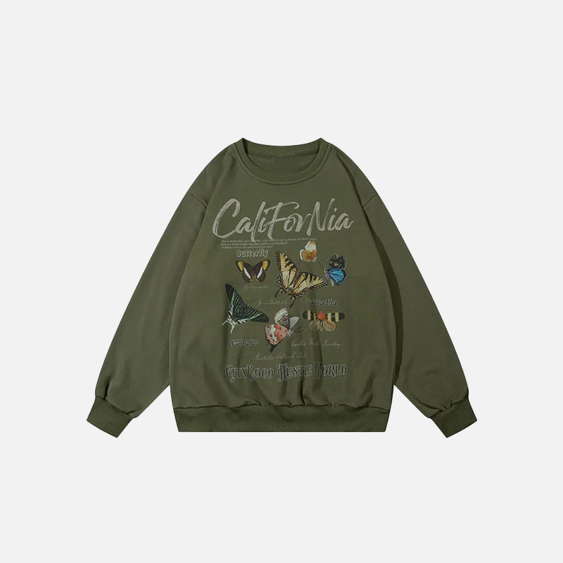 California Butterfly Garden Y2K Aesthetic Sweatshirt - Cute and Comfy Fashion Top