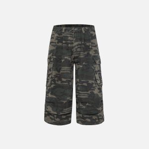 Camouflage Longline Jorts for Y2K Aesthetic and Grunge Style Outfits