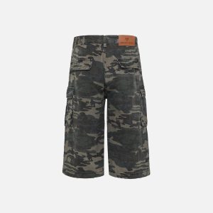 Camouflage Longline Jorts for Y2K Aesthetic and Grunge Style Outfits