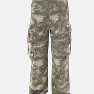 Camouflage Multi Pocket Cargo Pants for Y2K Aesthetic and Grunge Style Outfits