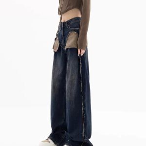 Canyon Town Y2K Cowboy Jeans: Vintage-Inspired Grunge Style for Trendy Outfits