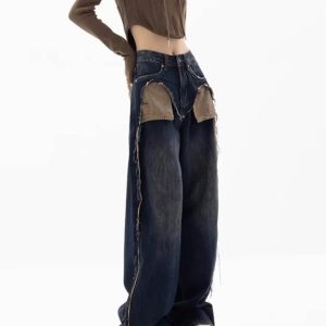 Canyon Town Y2K Cowboy Jeans: Vintage-Inspired Grunge Style for Trendy Outfits