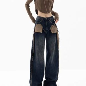 Canyon Town Y2K Cowboy Jeans: Vintage-Inspired Grunge Style for Trendy Outfits