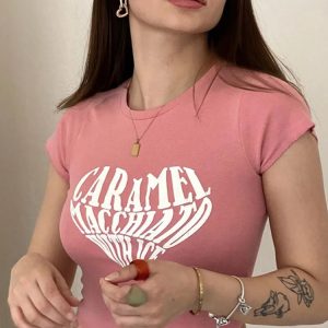 Caramel Macchiato Iced Coffee T-Shirt - Y2K Aesthetic Cute Top for Coffee Lovers