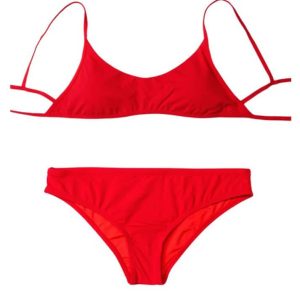 Cherry Bomb Y2K Aesthetic Solid Lace-Up Bikini Set for Trendy Summer Vibes