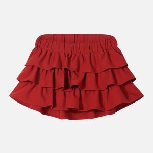 Cherry Red Y2K Tiered Skirt - Cute Coquette Aesthetic for Stylish Outfits