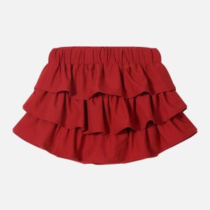 Cherry Red Y2K Tiered Skirt - Cute Coquette Aesthetic for Stylish Outfits