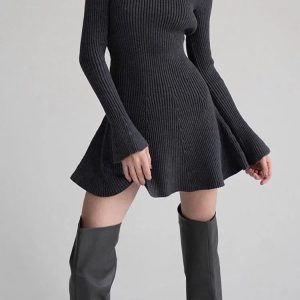 Chic A-Line Sweater Dress for Y2K Fashion Lovers - Cozy and Stylish Fall Essential